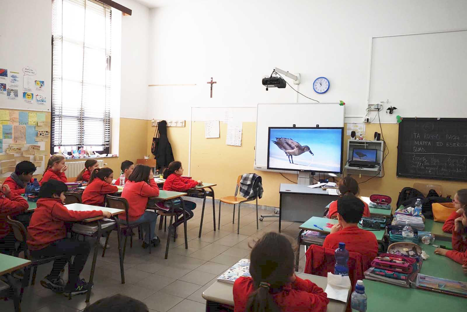 Un momento della lezione con gli studenti del Circolo didattico “Mario Rapisardi” Un momento della lezione con gli studenti del Circolo didattico “Mario Rapisardi”